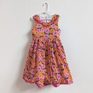 Luli & Me Dress Girls Sz 6 Orange Pink Floral Boutique